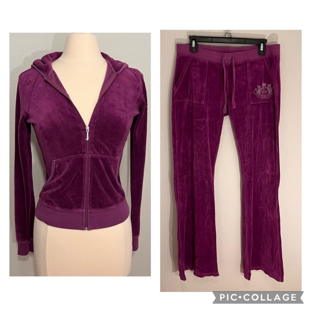 Vintage Original 2000s Juicy Couture Velour Jacket and Pants Y2K